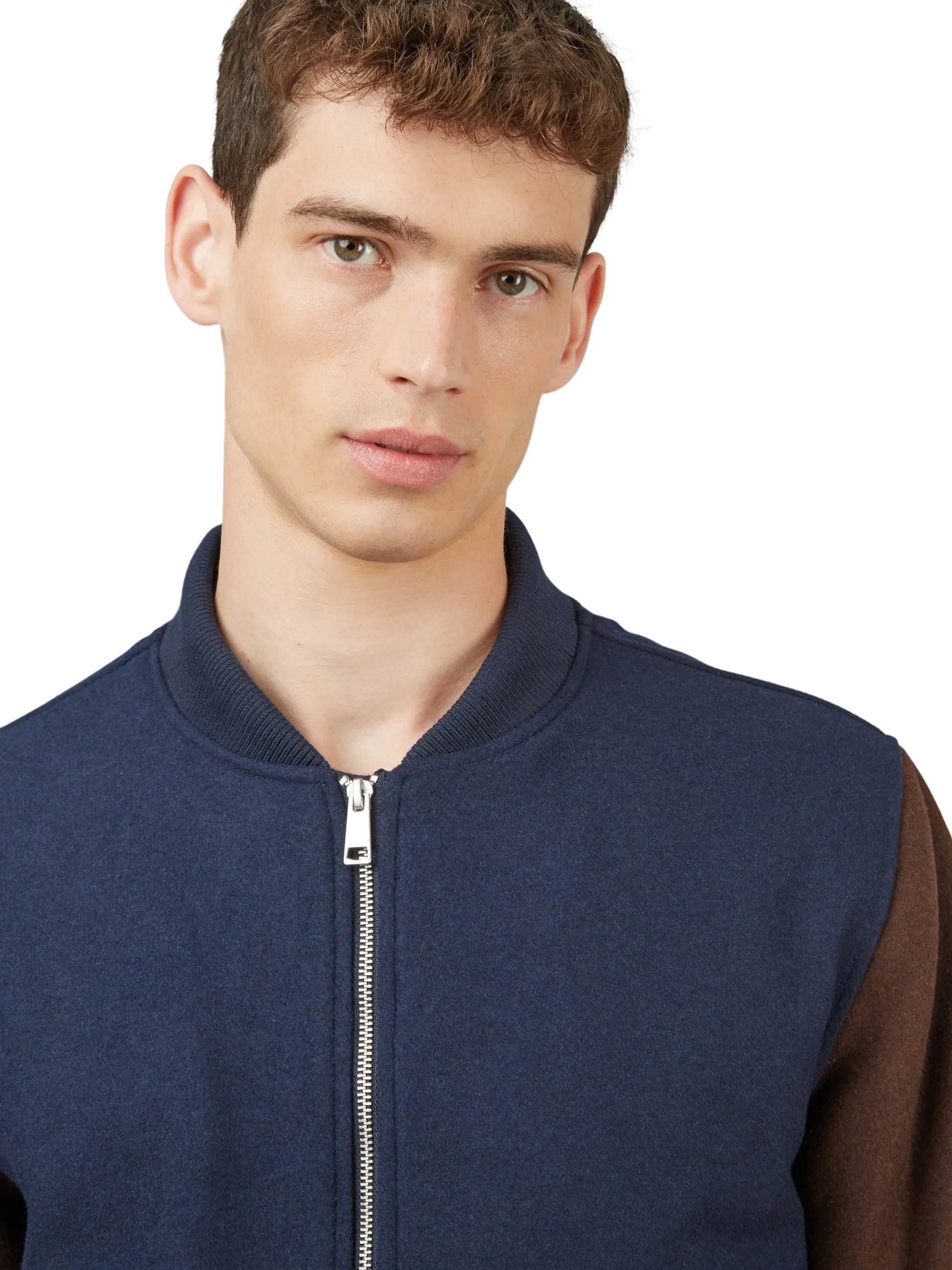 Ben Sherman Wool Block Bomber Jacket - Navy