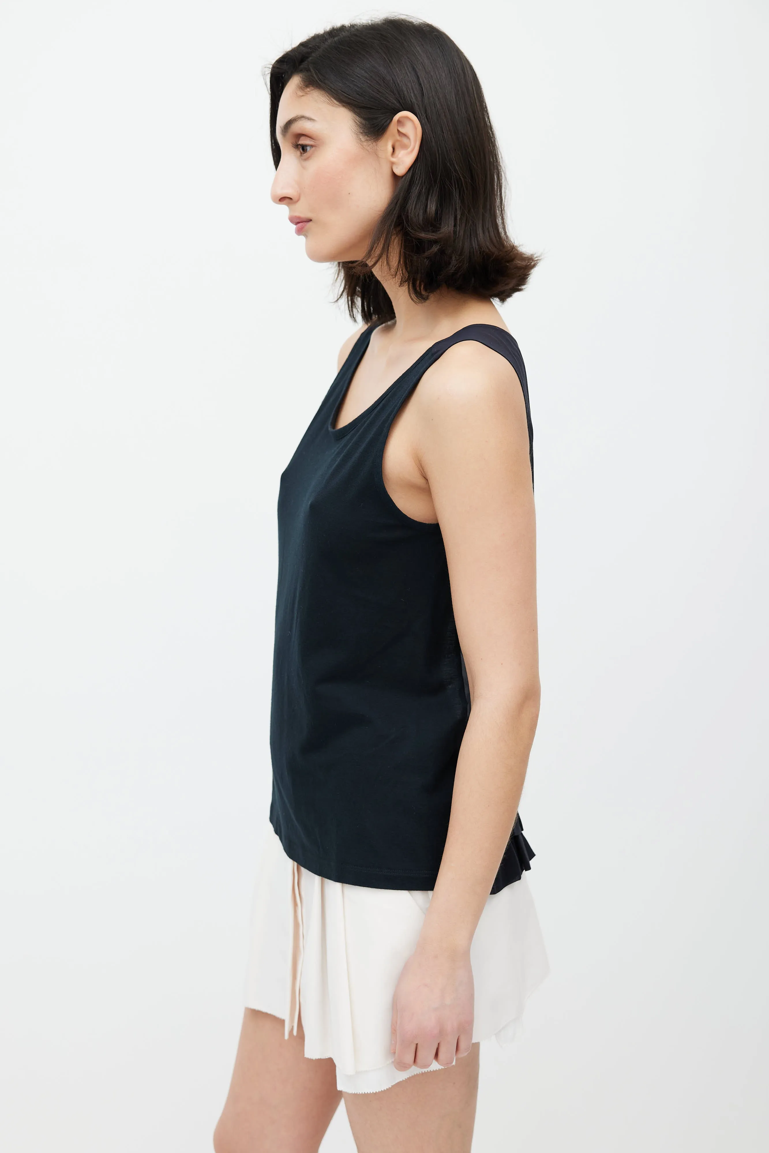 Black Sheer Ruffled Tank