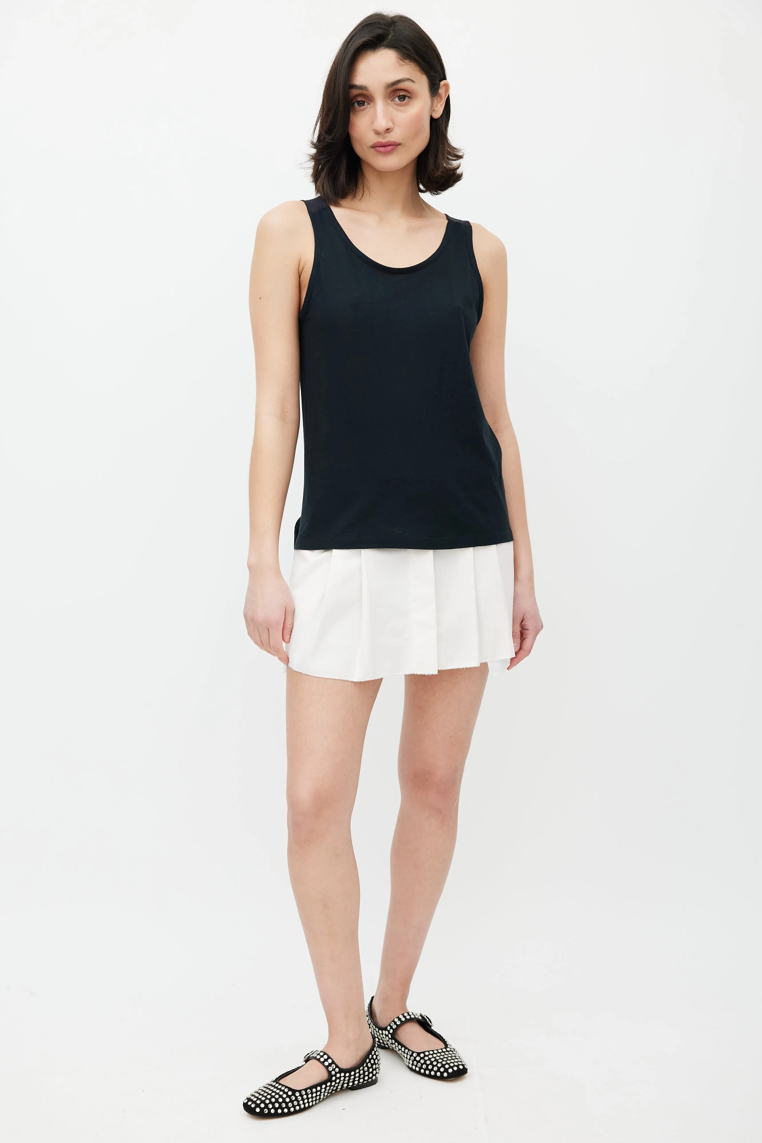 Black Sheer Ruffled Tank
