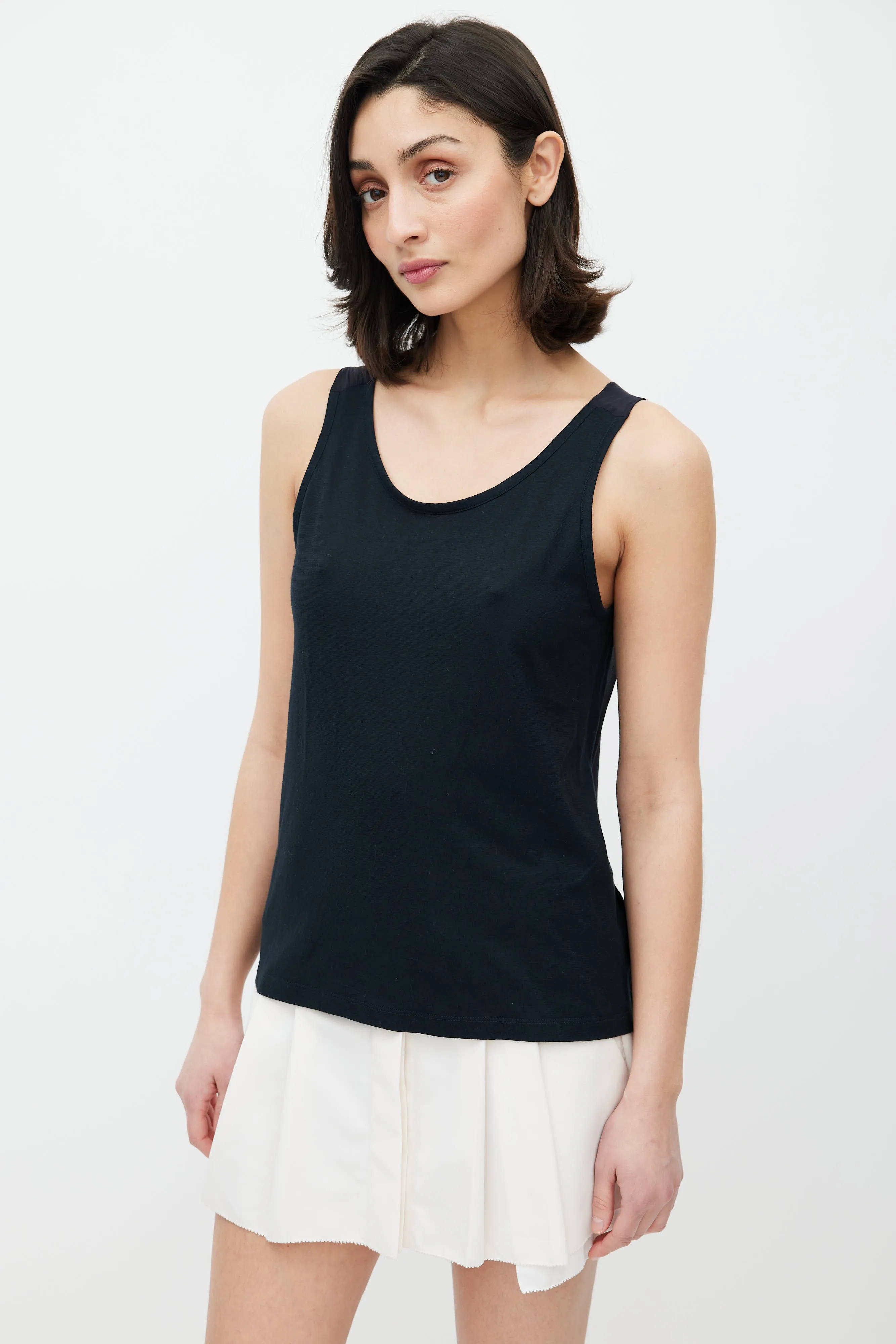Black Sheer Ruffled Tank
