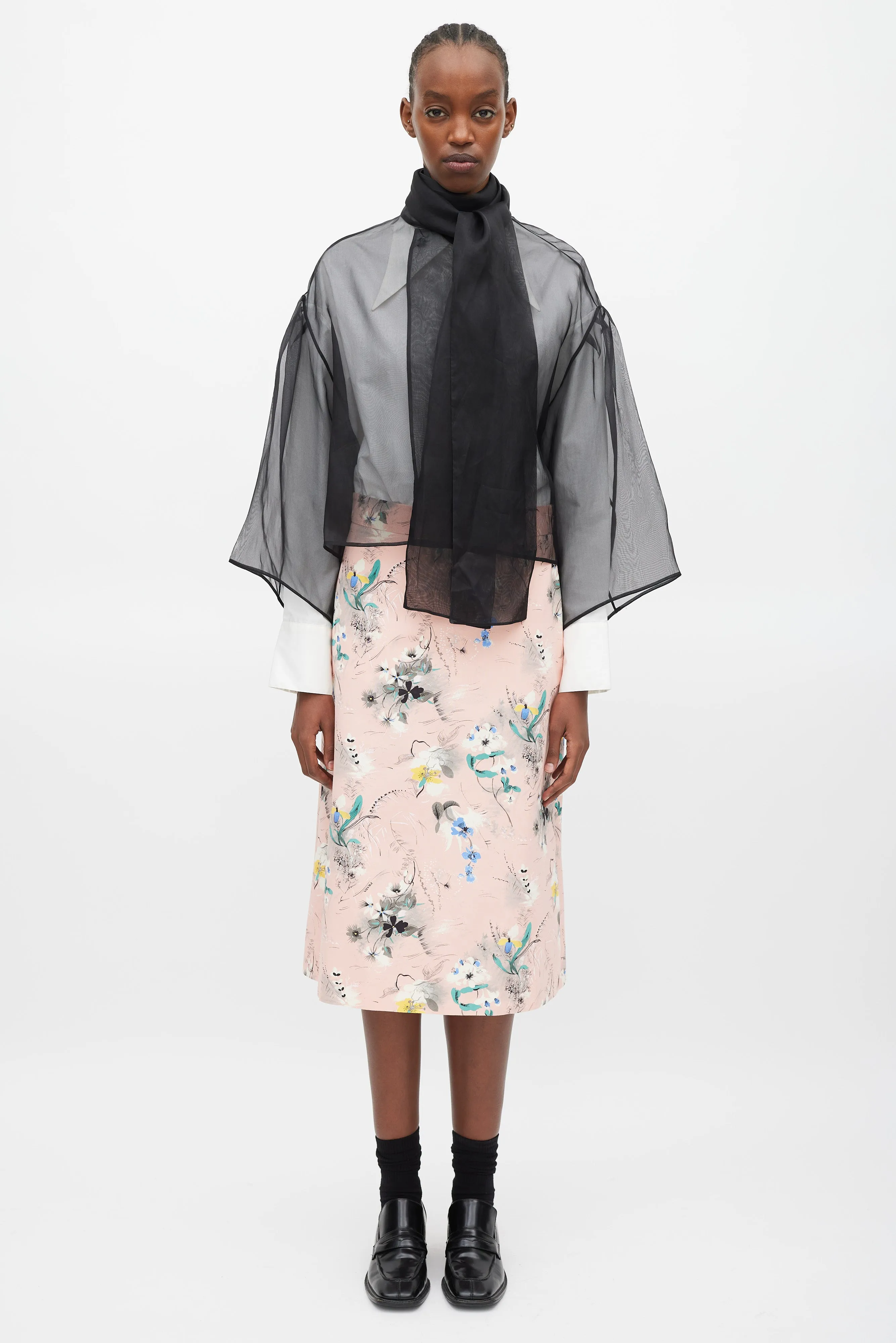 Black Sheer Silk Tie Top