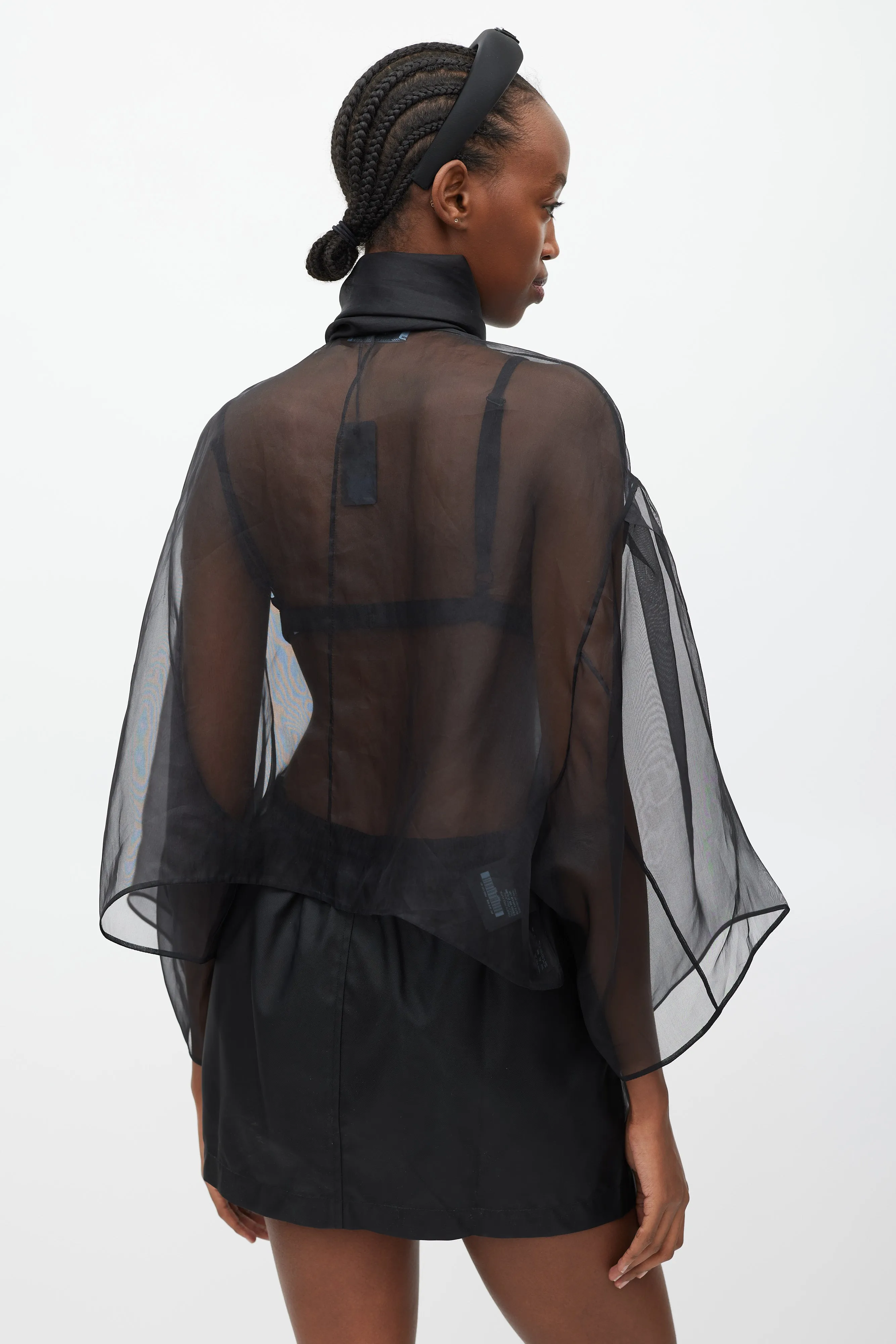 Black Sheer Silk Tie Top
