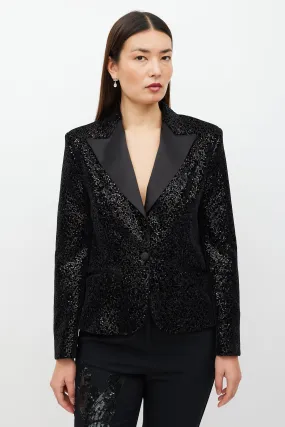 Black Velvet Sequin Blazer