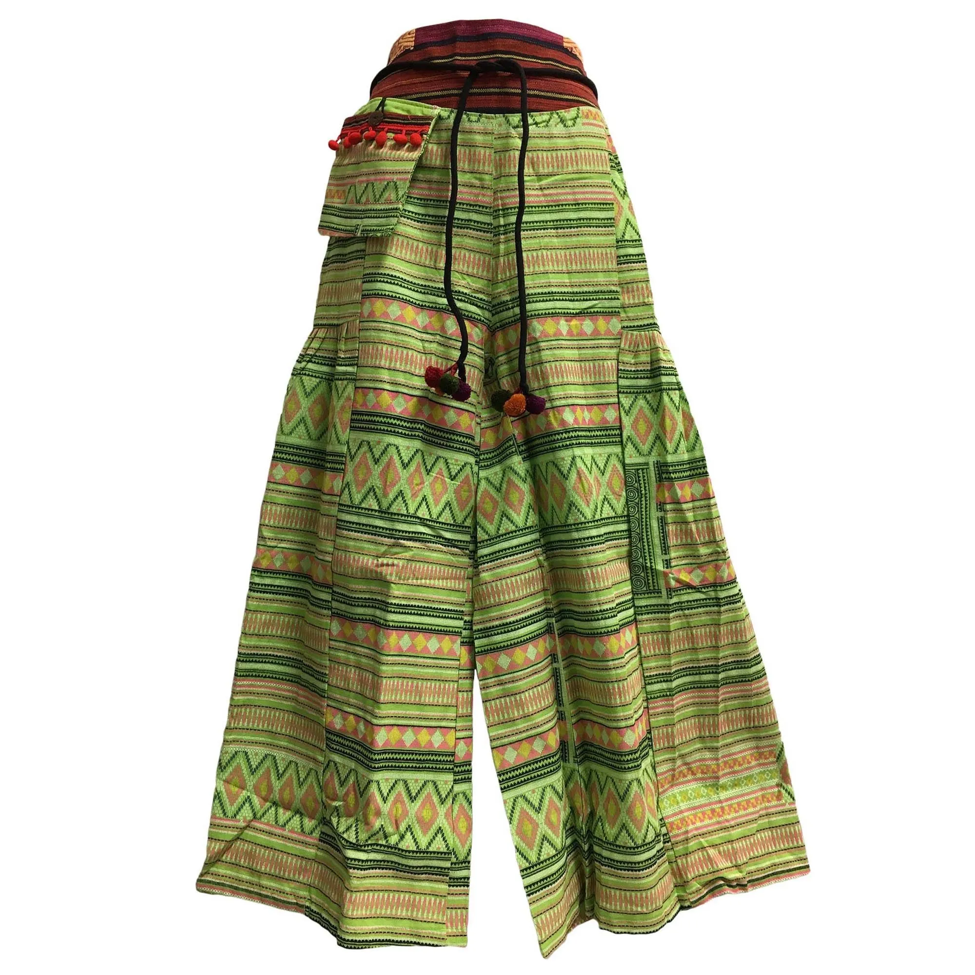 Bohemian Ethnic Samurai Gaucho Wide-Leg Harem Pants