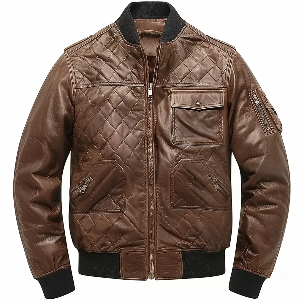 Bomber Leather Jacket Men