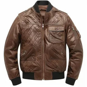 Bomber Leather Jacket Men
