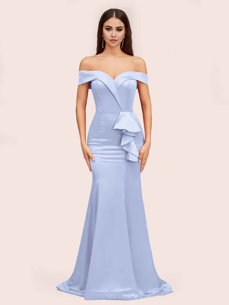 Bridesmaid Dresses Soft Satin Mermaid Off Shoulder Unique Online