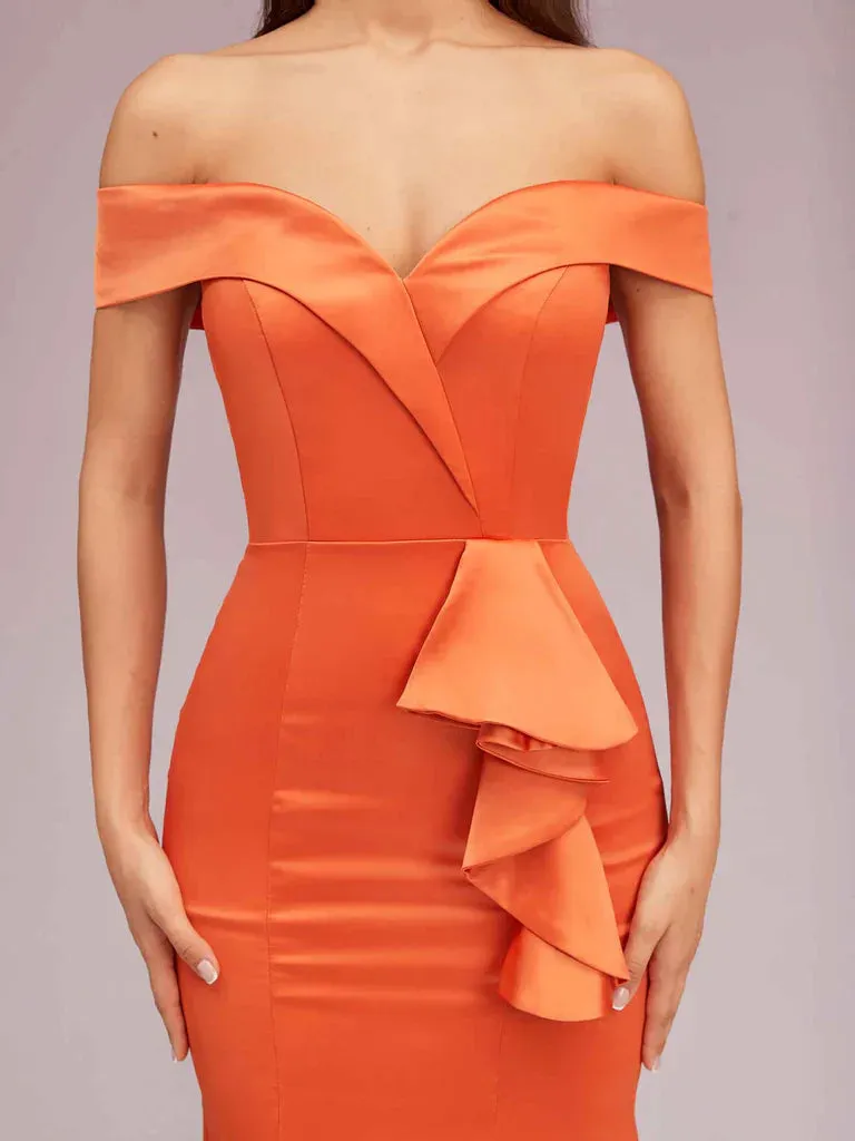 Bridesmaid Dresses Soft Satin Mermaid Off Shoulder Unique Online