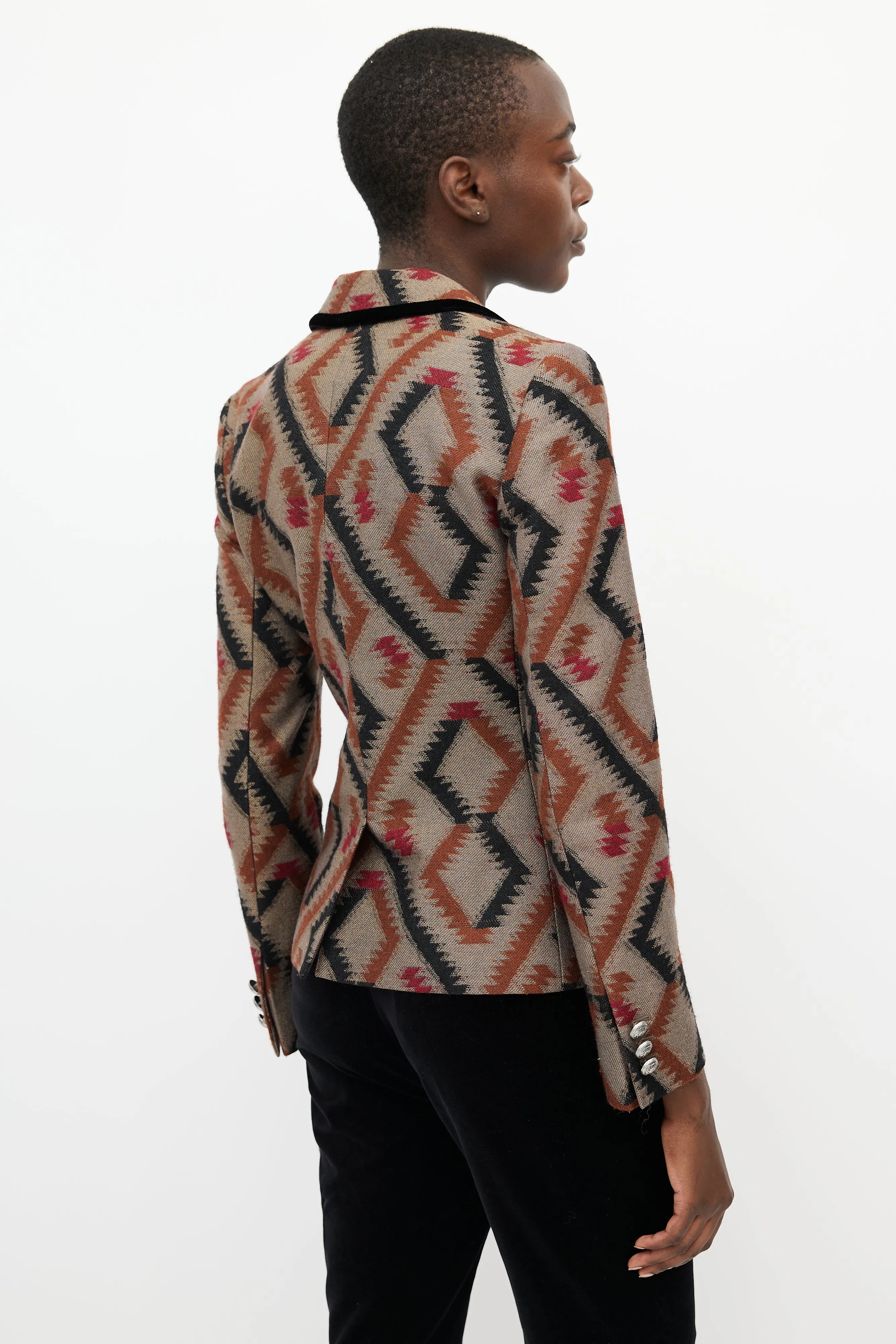 Brown & Multi Geometric Blazer
