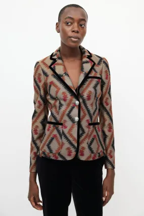Brown & Multi Geometric Blazer