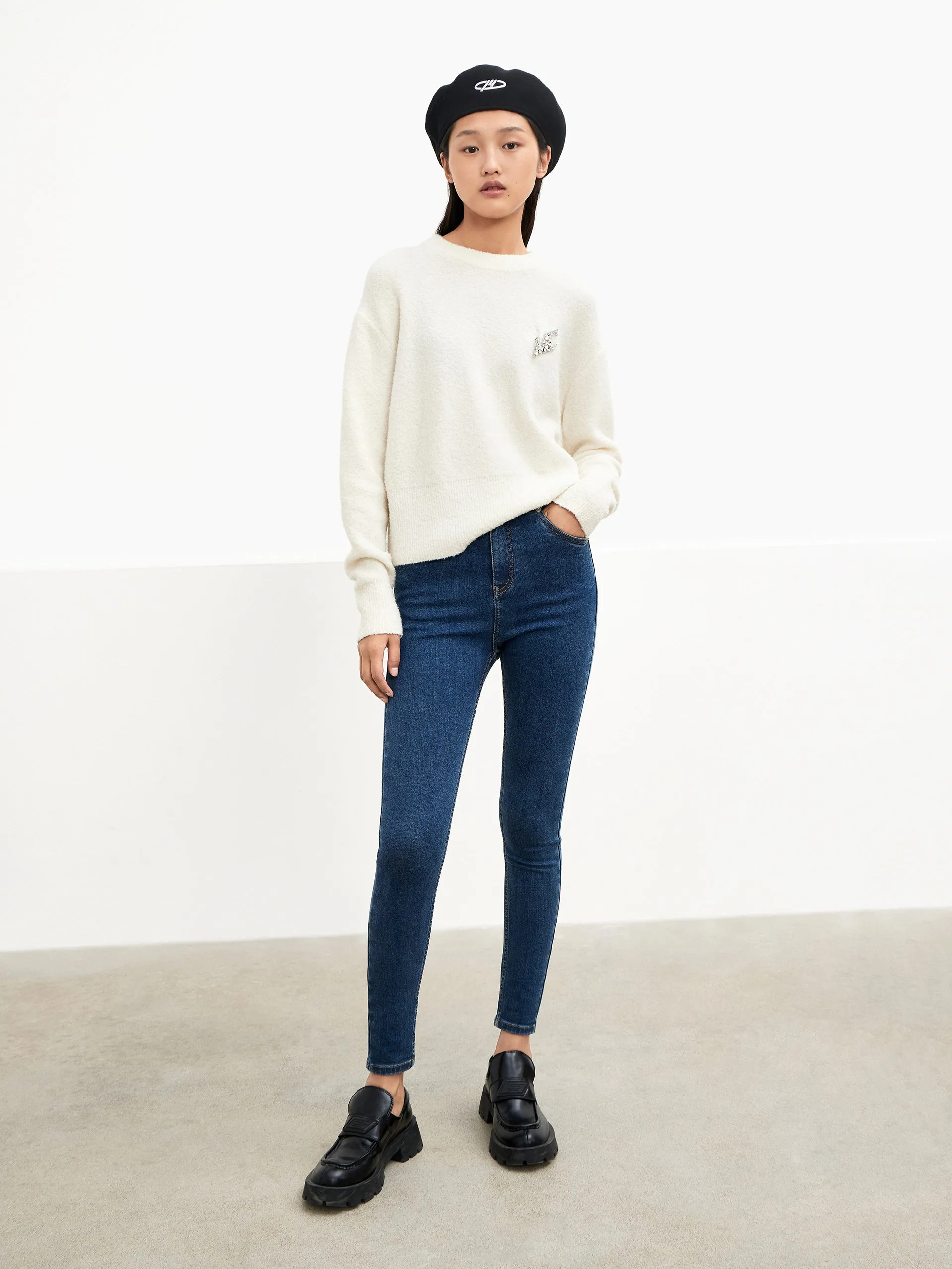 High Waisted Double Buttons Skinny jeans
