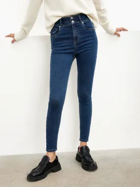 High Waisted Double Buttons Skinny jeans