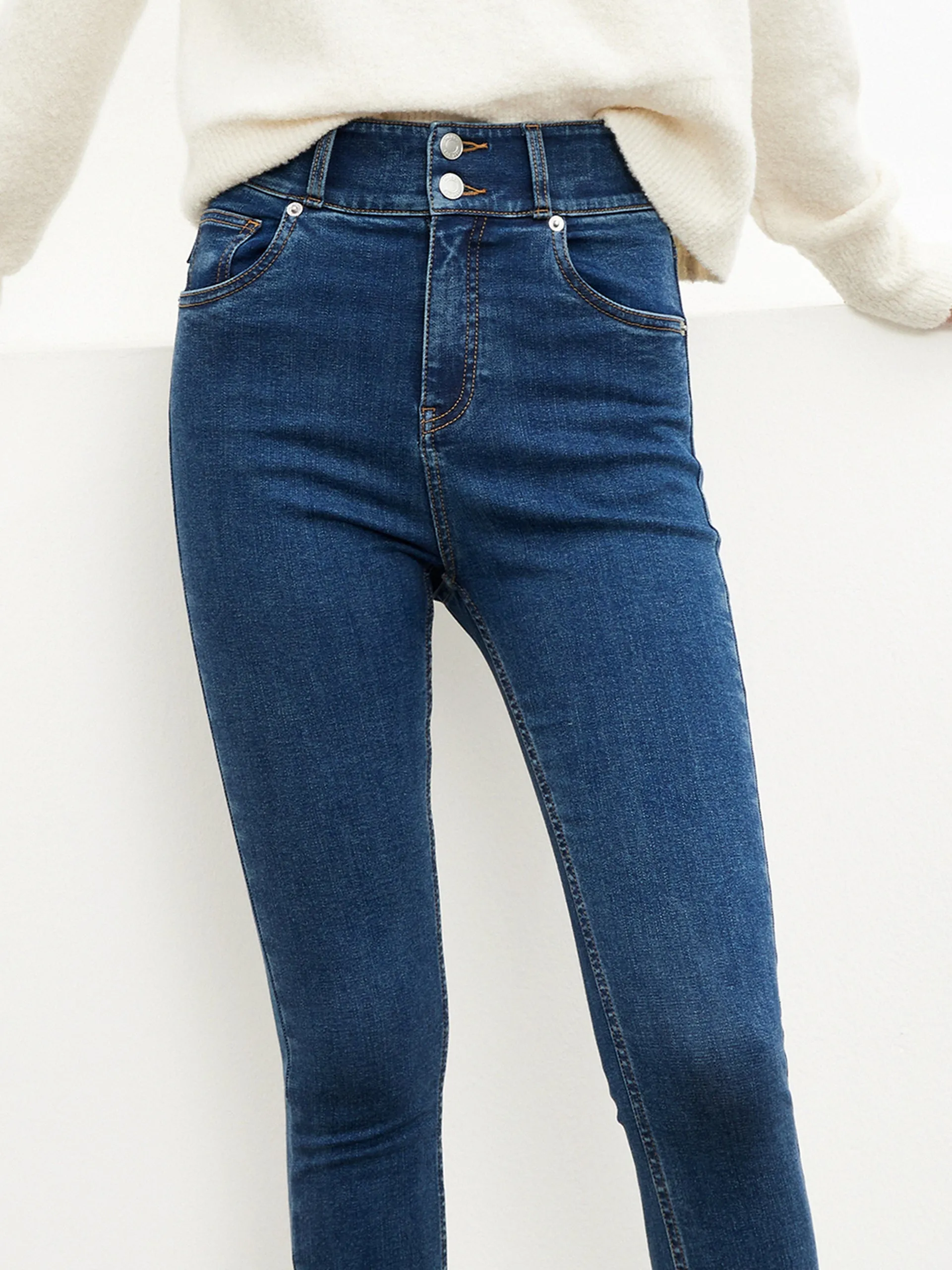 High Waisted Double Buttons Skinny jeans