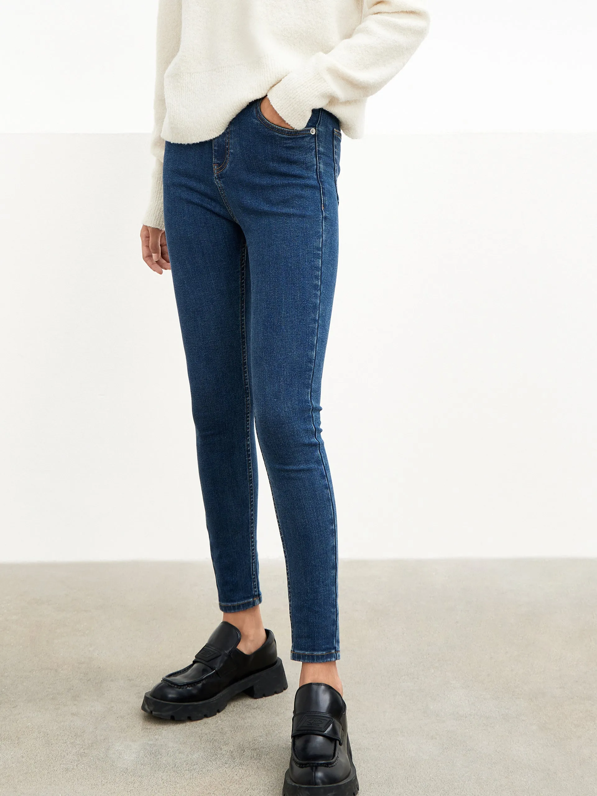High Waisted Double Buttons Skinny jeans