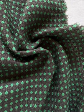 Italian Soft Diamond Dot Woolen Menthe/Warm Grey
