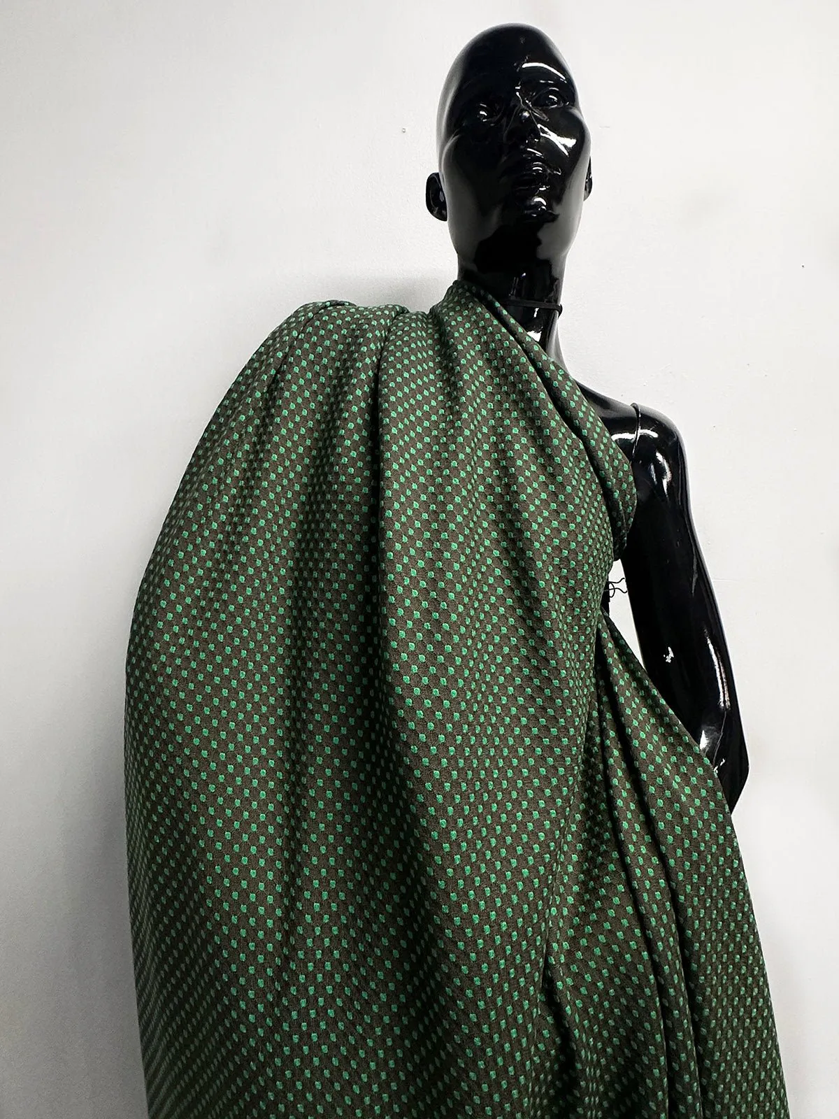 Italian Soft Diamond Dot Woolen Menthe/Warm Grey