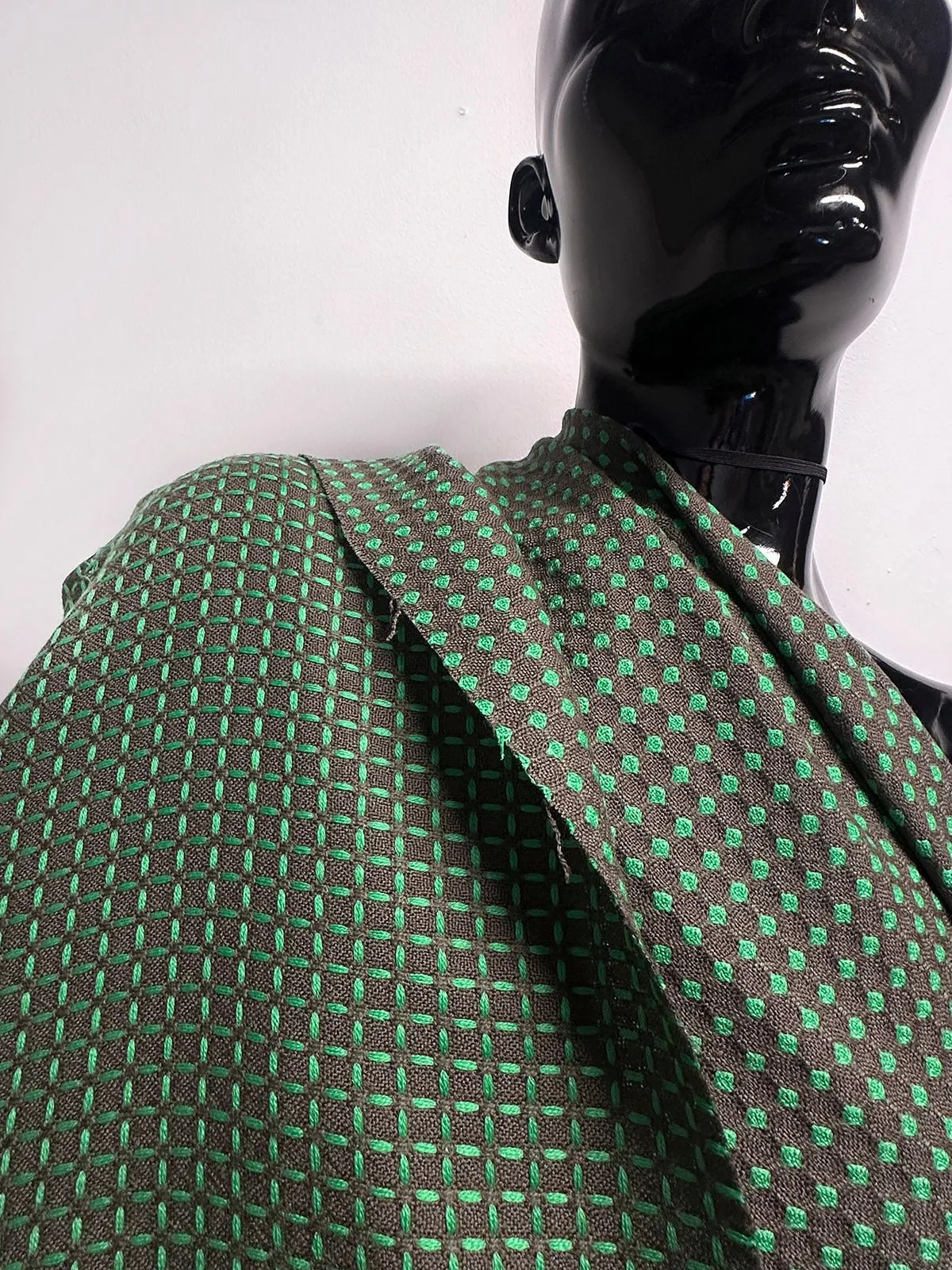 Italian Soft Diamond Dot Woolen Menthe/Warm Grey