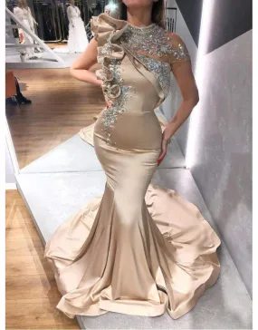 Luxury Evening Gown Satin Gold