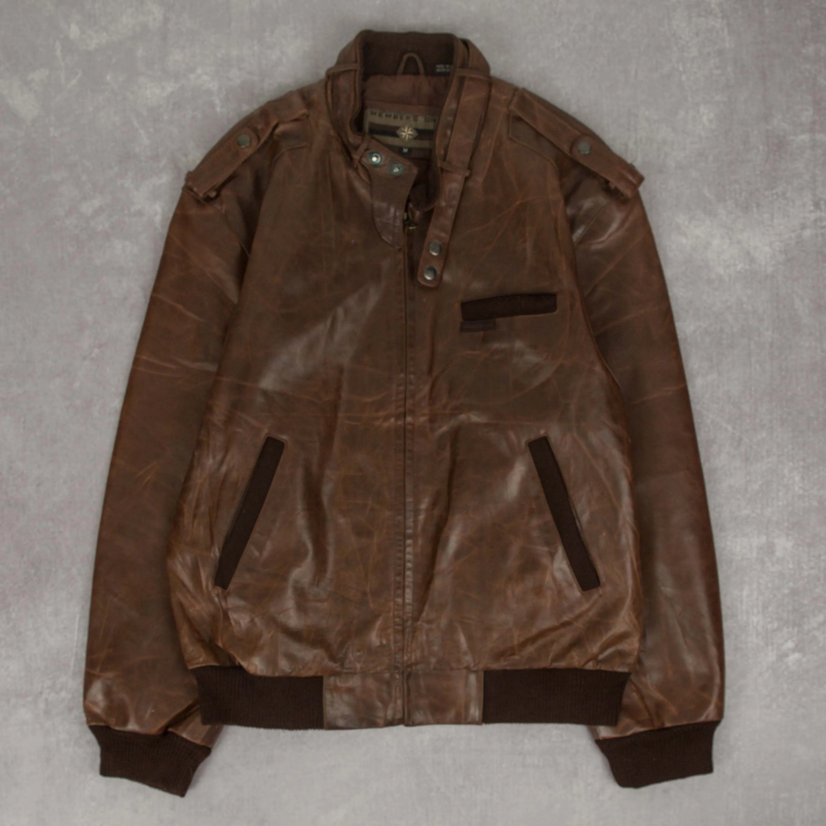MEN'S VINTAGE 1990S LEATHER BOMBER JACKET - LARGE