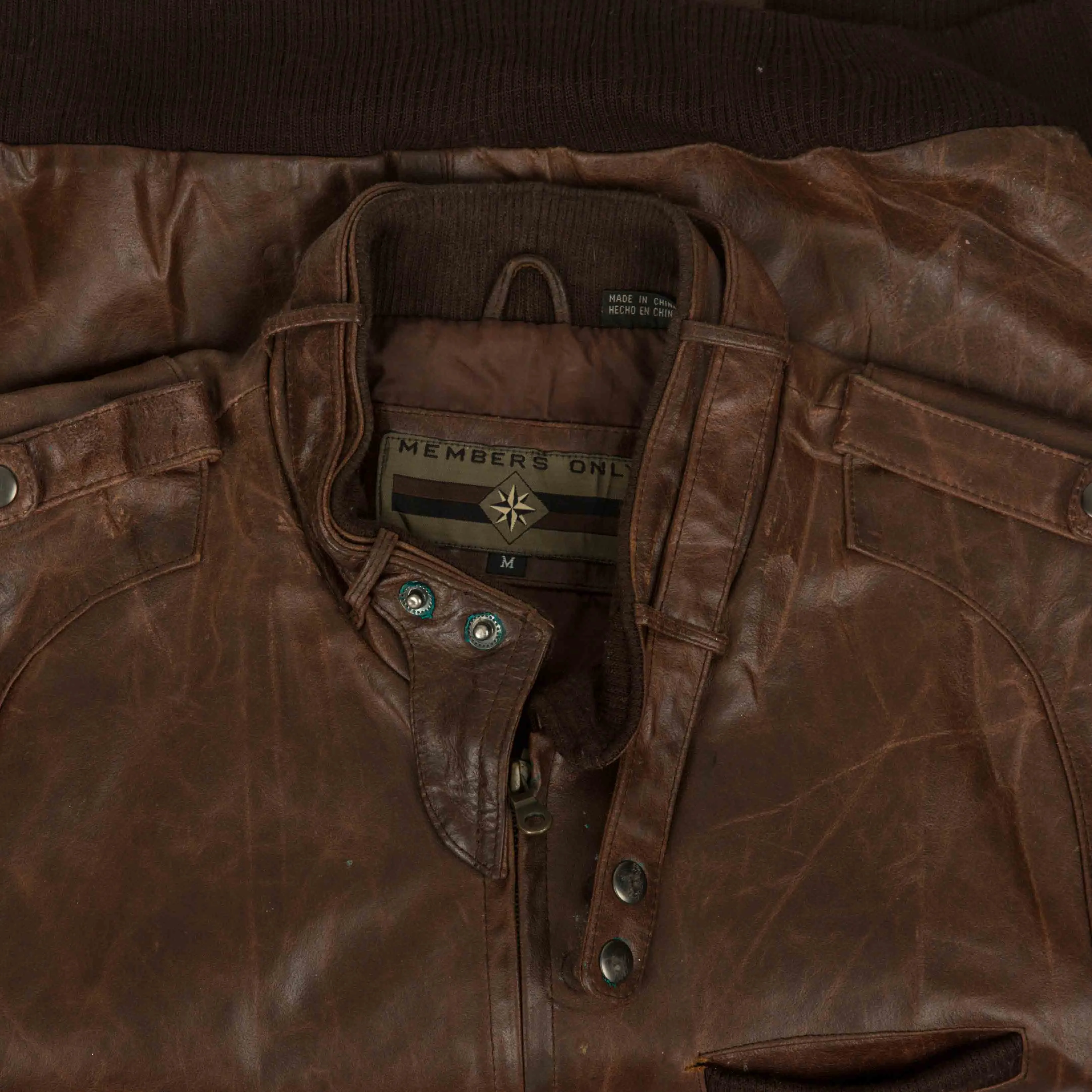 MEN'S VINTAGE 1990S LEATHER BOMBER JACKET - LARGE