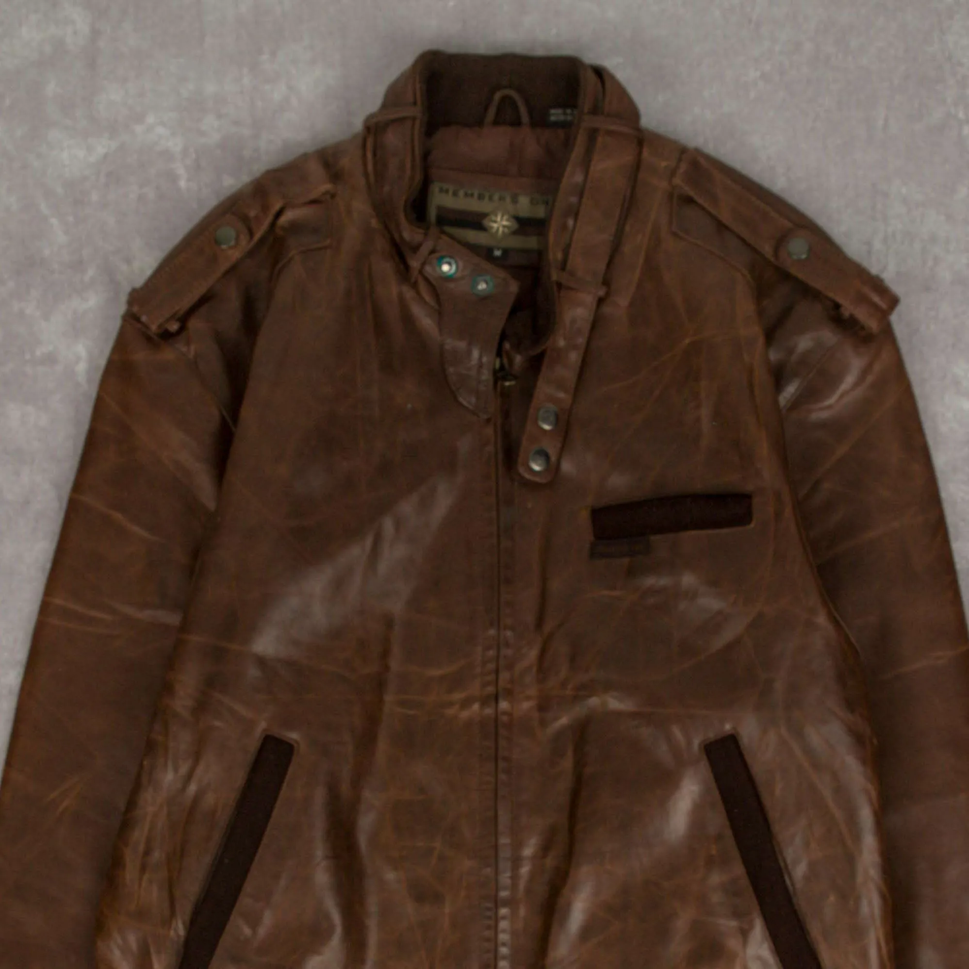 MEN'S VINTAGE 1990S LEATHER BOMBER JACKET - LARGE