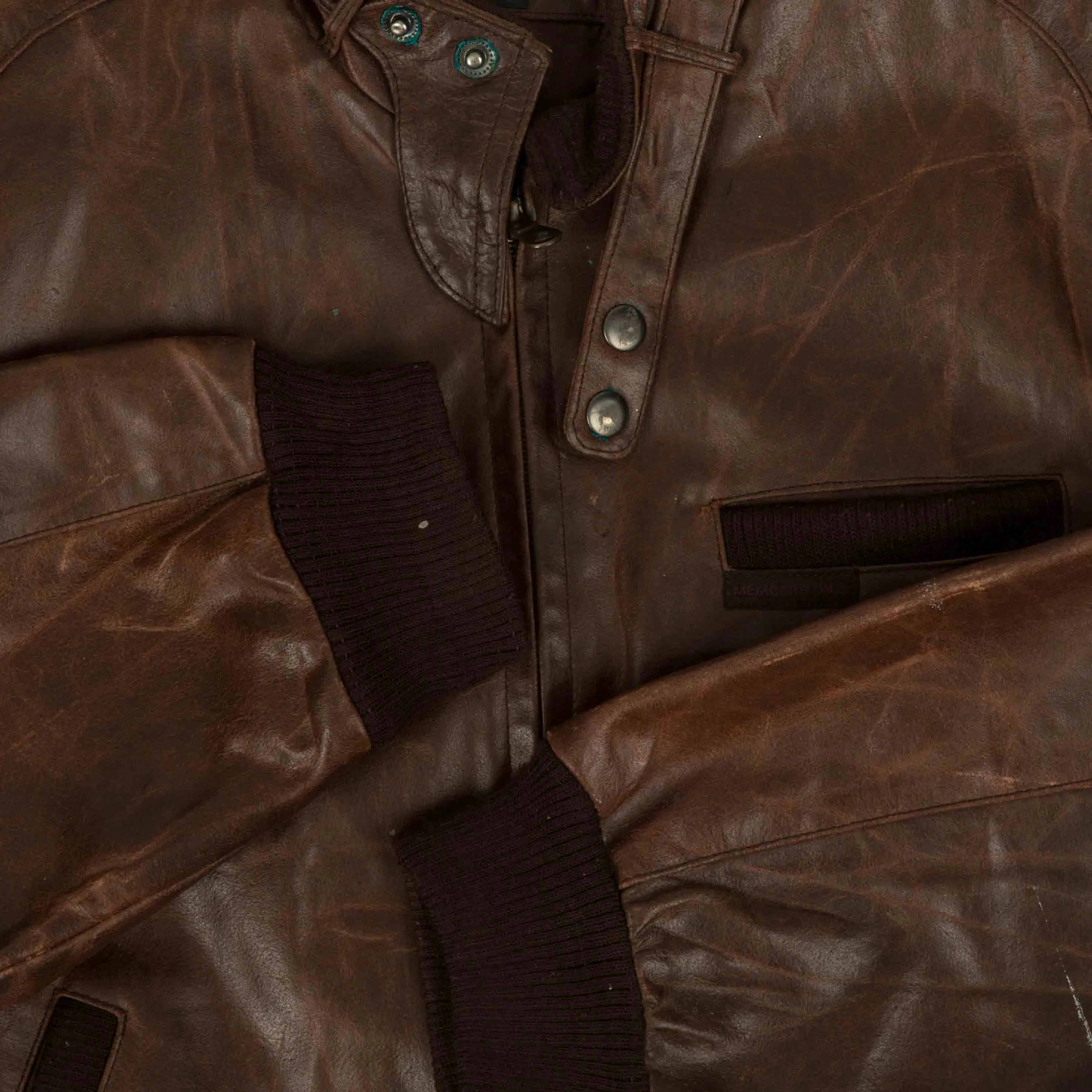 MEN'S VINTAGE 1990S LEATHER BOMBER JACKET - LARGE