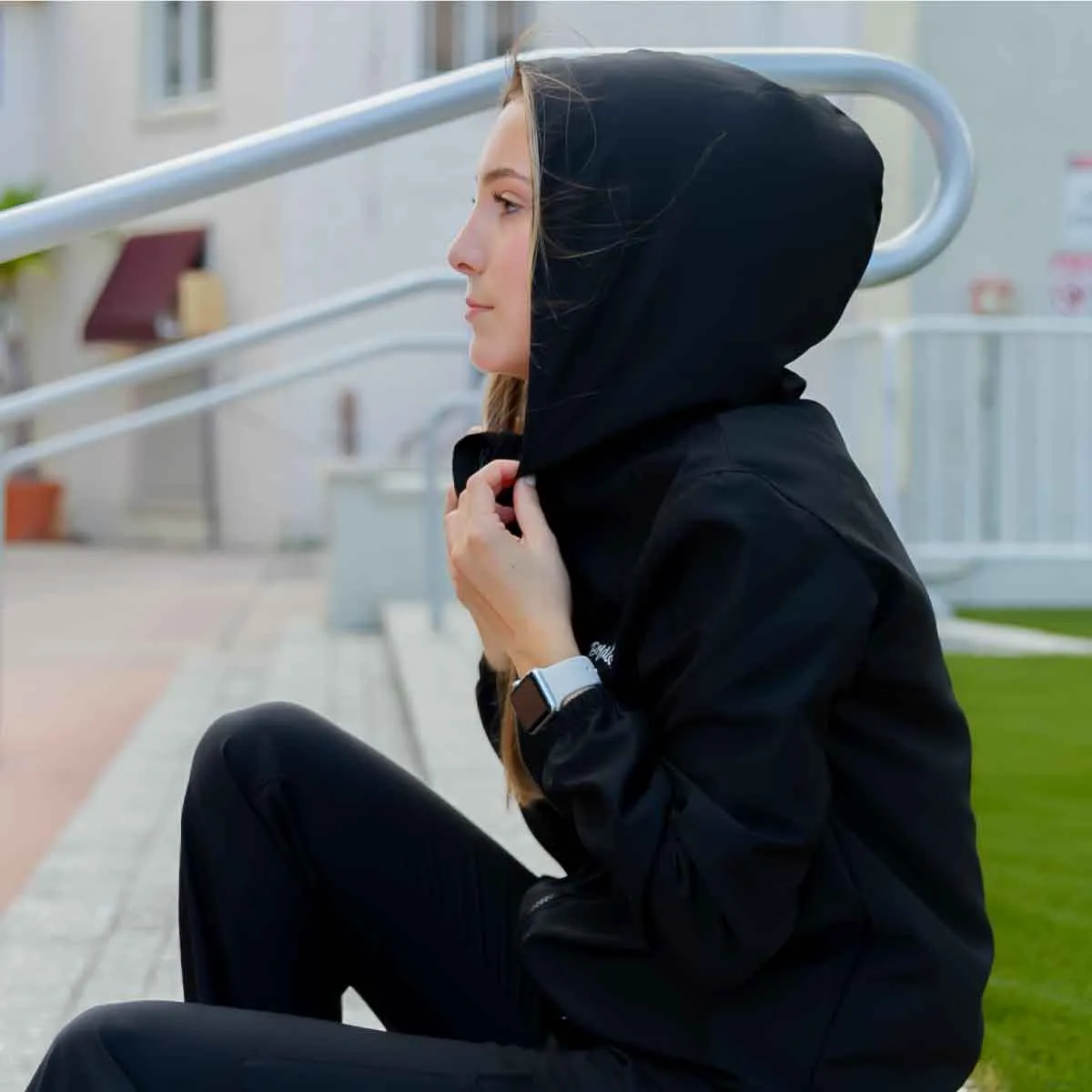 PROTECTIVE BLACK AND WHITE WOMEN'S JACKET-FACE MASK INCLUDED
