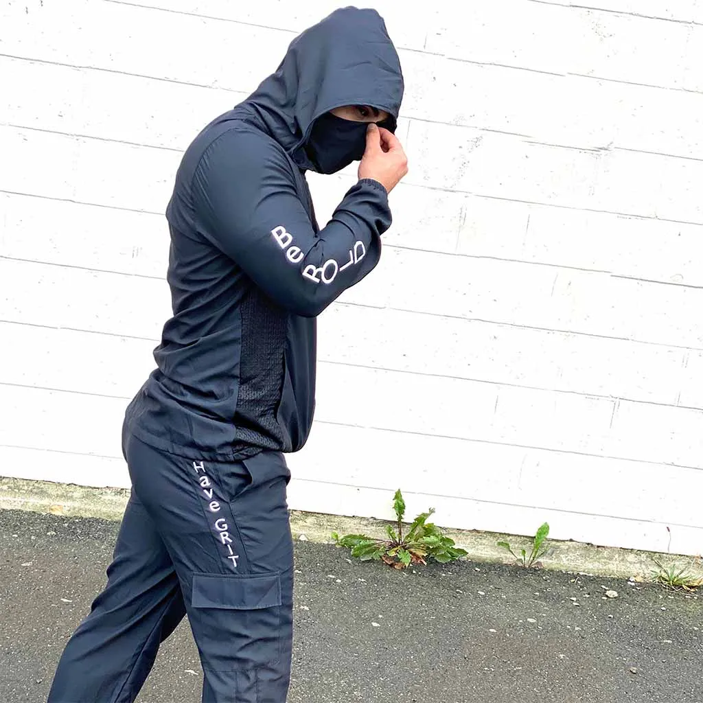 PROTECTIVE BLACK MEN'S JACKET AND JOGGER SET- FACE MASK INCLUDED