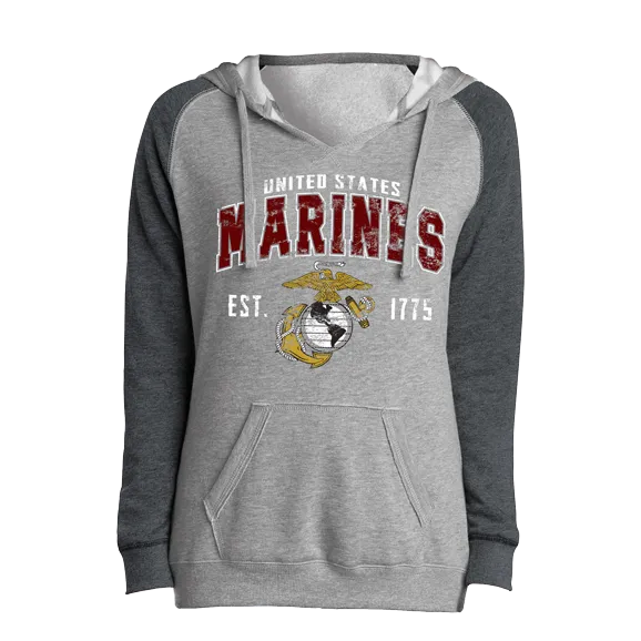 Red Arch Ladies Lightweight Fleece Raglan Hoodie