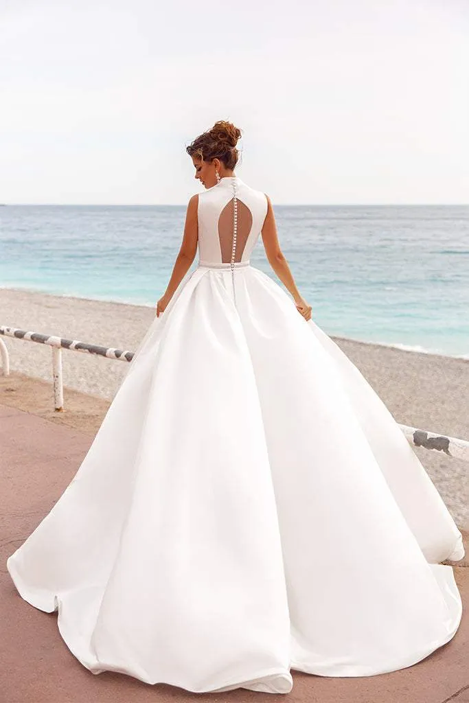 Satin Ball Gown With Pearls