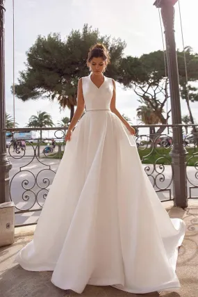 Satin Ball Gown With Pearls