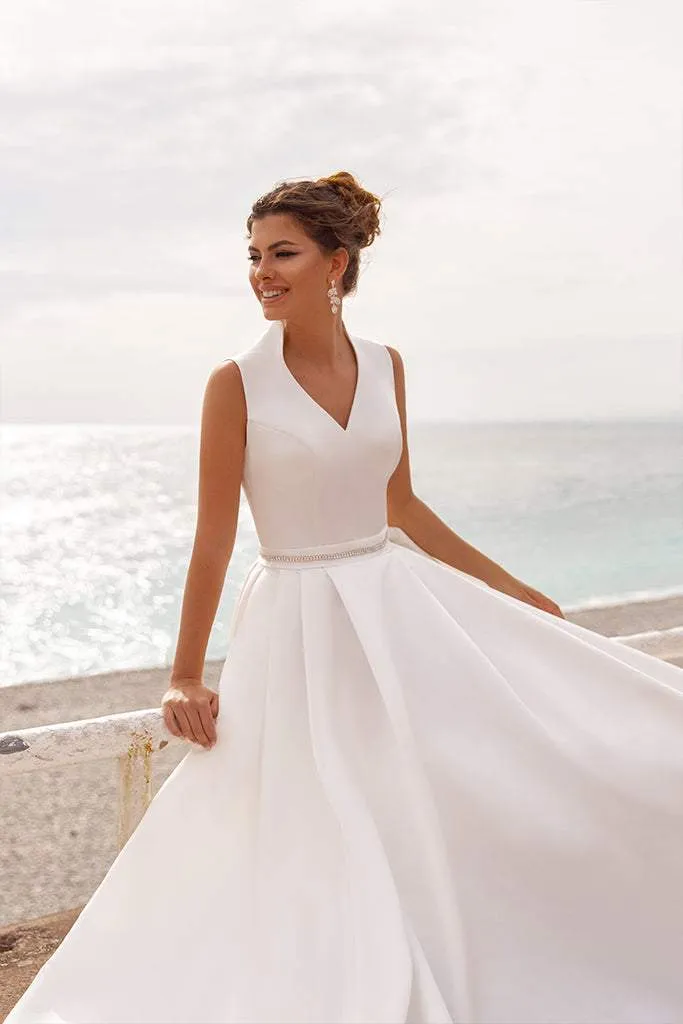 Satin Ball Gown With Pearls