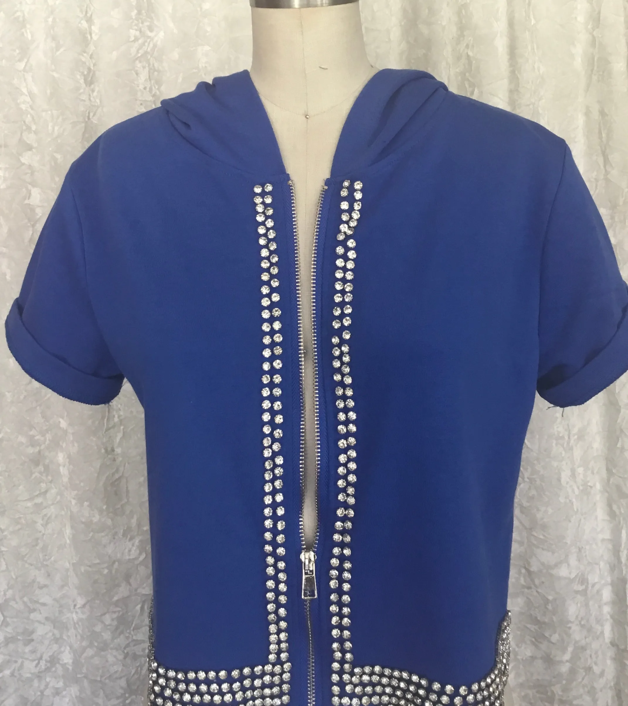 Sparkle Royal Blue Rhinestone Hoodie - Lexy