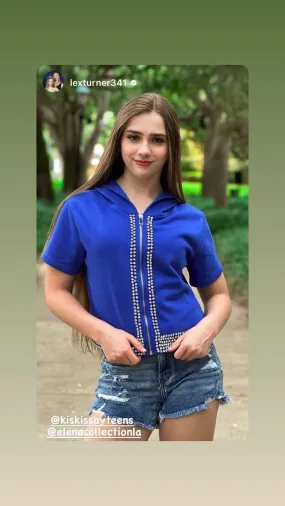 Sparkle Royal Blue Rhinestone Hoodie - Lexy