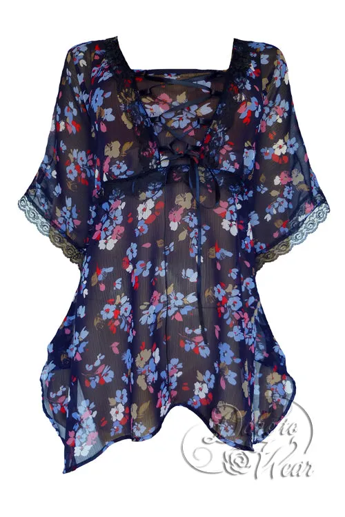Summer Breeze Top in Blue Pansy
