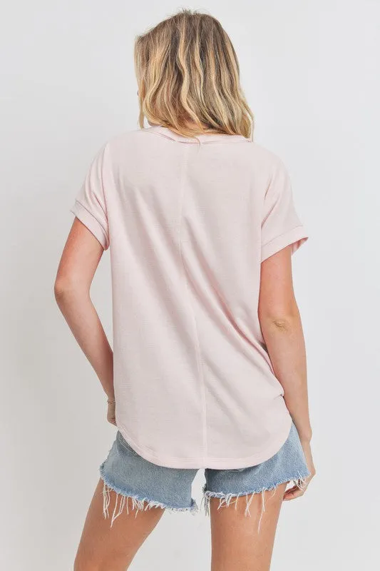 Terry Pocket Tee-Pale Pink