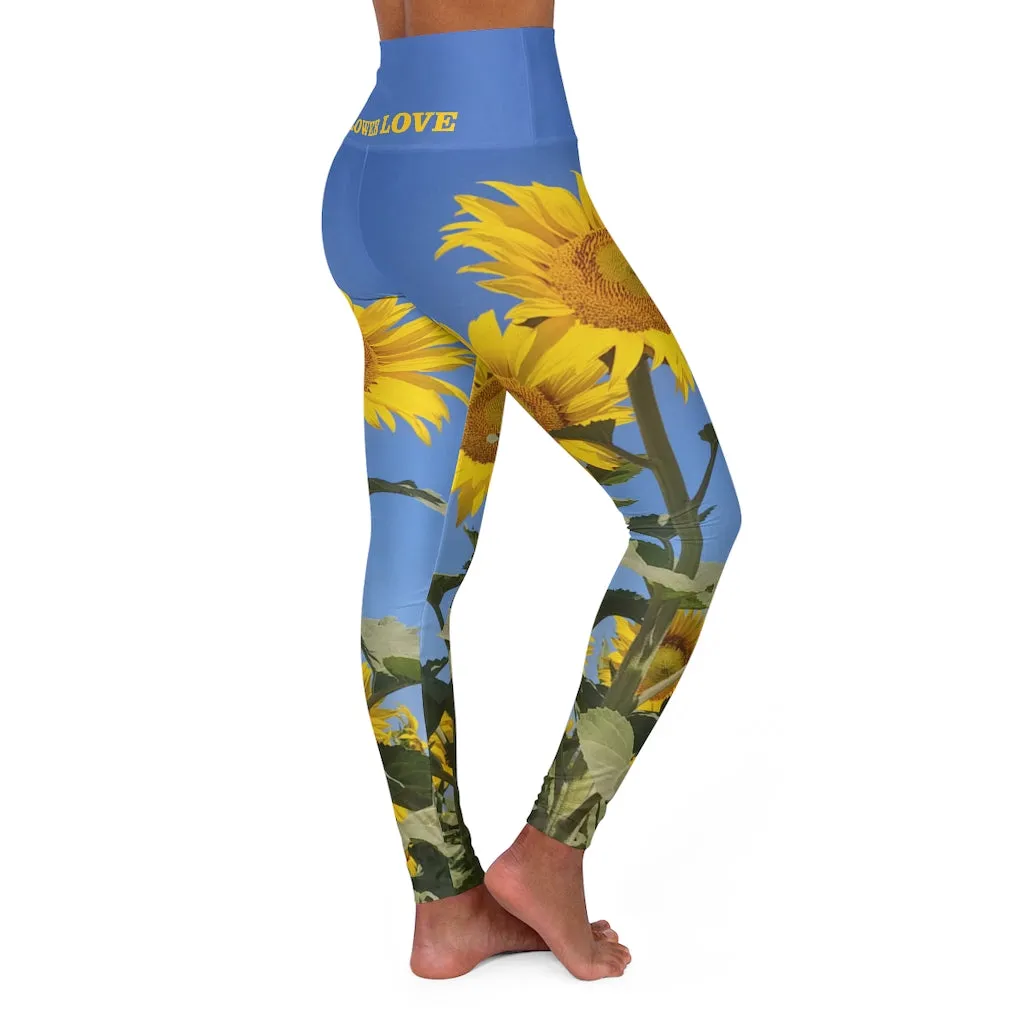The FLOWER LOVE Collection - "Sunflower Sisters" Design High-Waisted Yoga Leggings, Fitness Leggings, Nature-Inspired Leggings