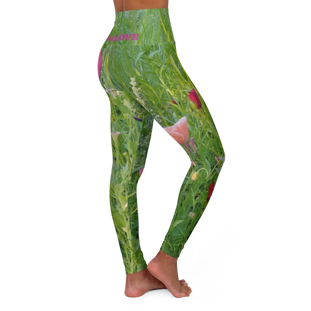 The FLOWER LOVE Collection - "Wildflower Wonder" Design High-Waisted Yoga Leggings, Fitness Leggings, Nature-Inspired Leggings