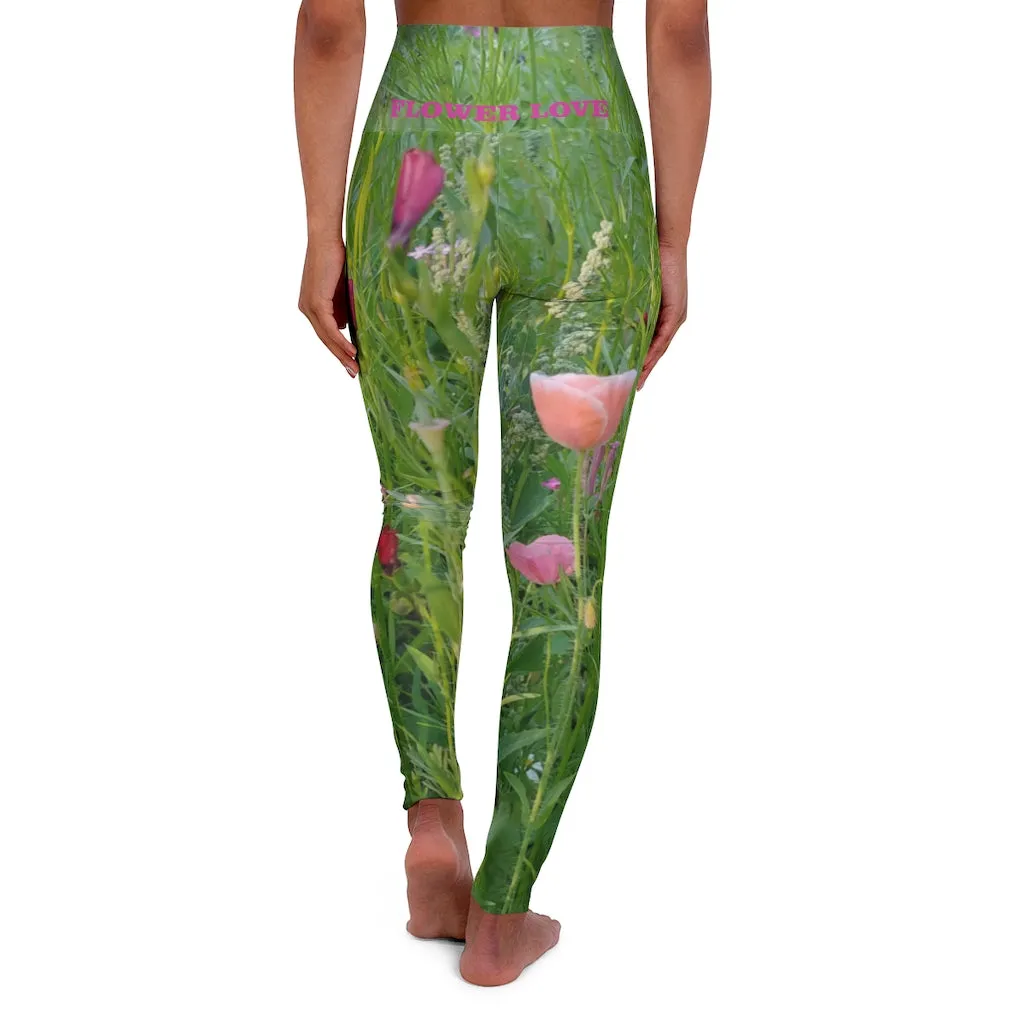 The FLOWER LOVE Collection - "Wildflower Wonder" Design High-Waisted Yoga Leggings, Fitness Leggings, Nature-Inspired Leggings