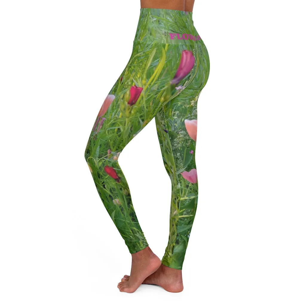 The FLOWER LOVE Collection - "Wildflower Wonder" Design High-Waisted Yoga Leggings, Fitness Leggings, Nature-Inspired Leggings