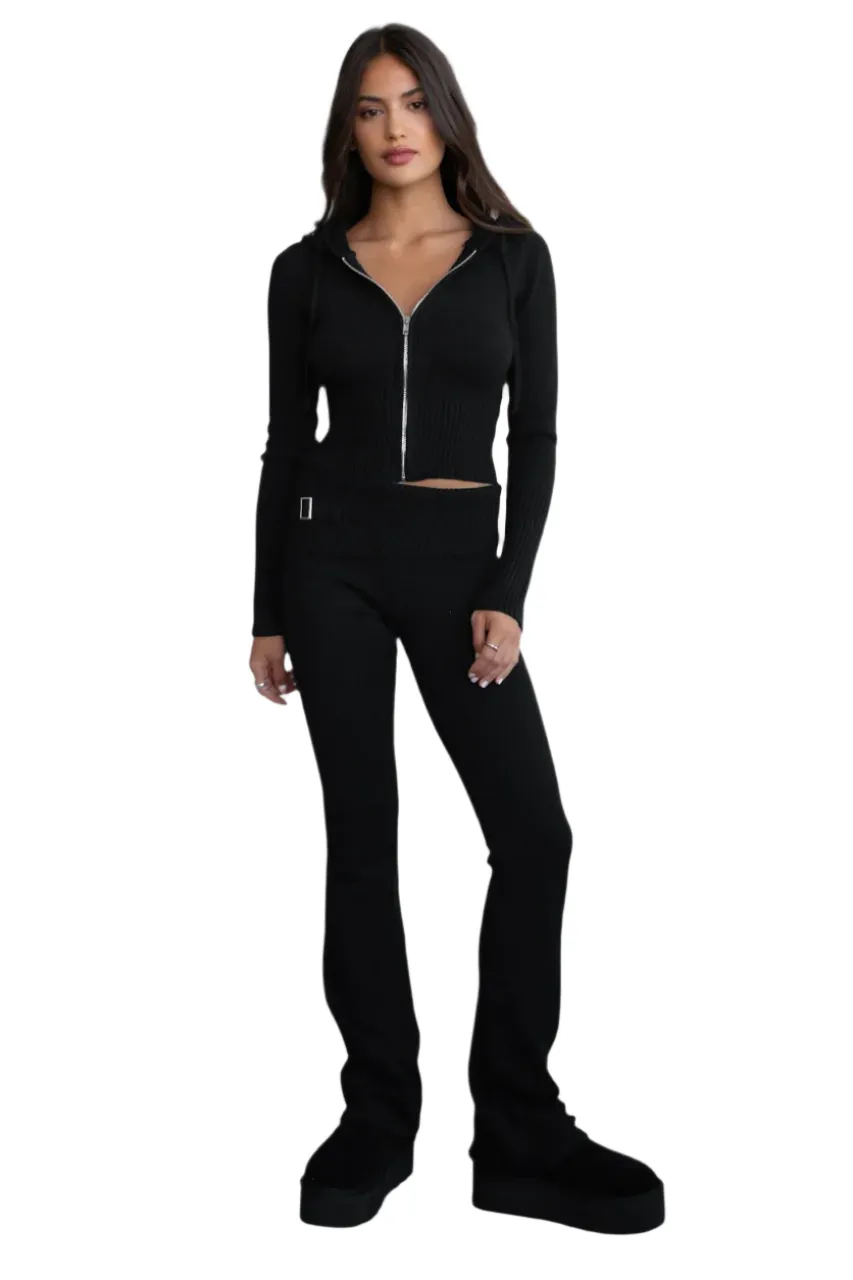 TIC TOC - "COZEE" Sweater Knit Two Piece Set - Black