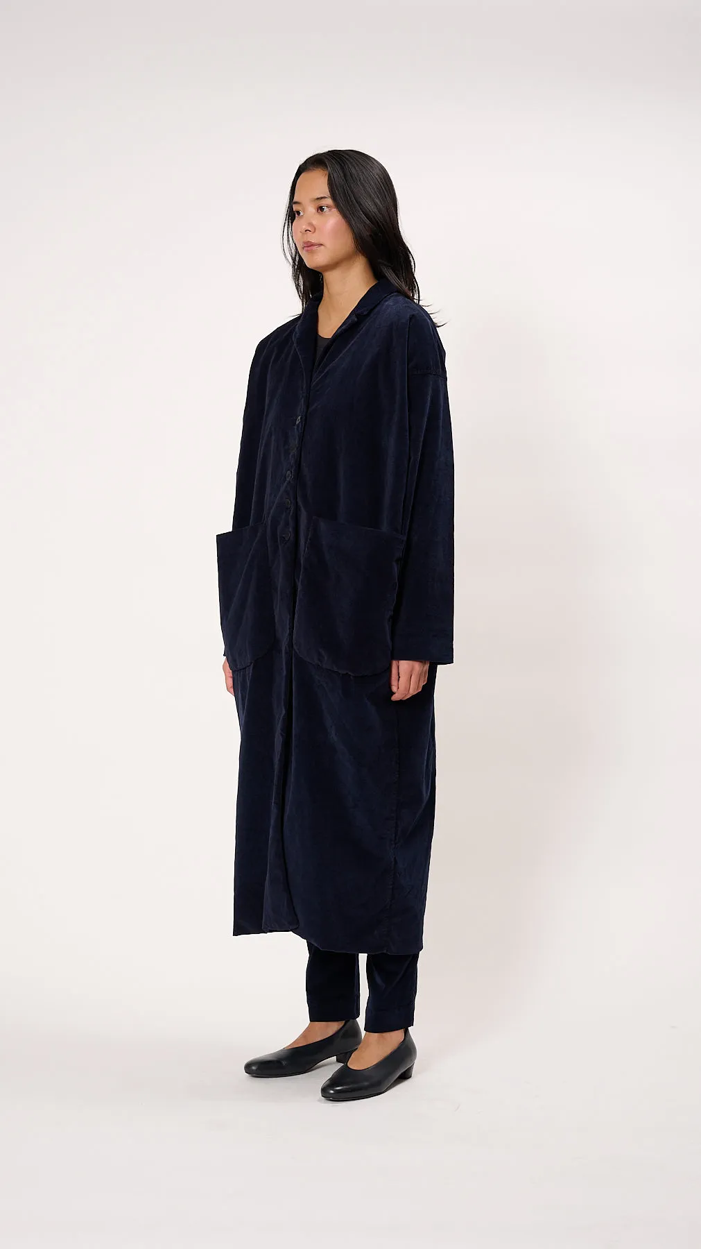 Velvet Long Coat in Ink