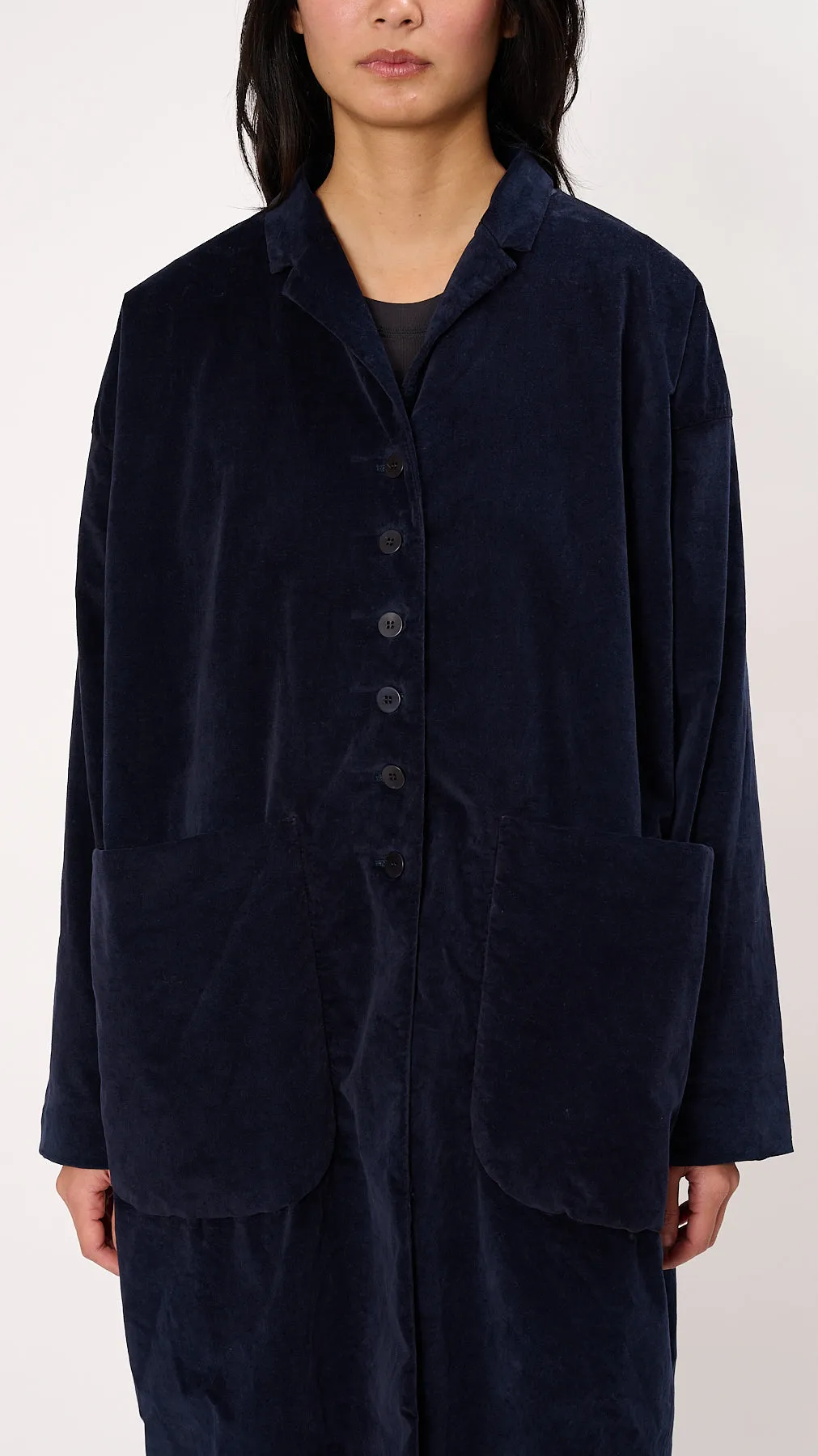 Velvet Long Coat in Ink