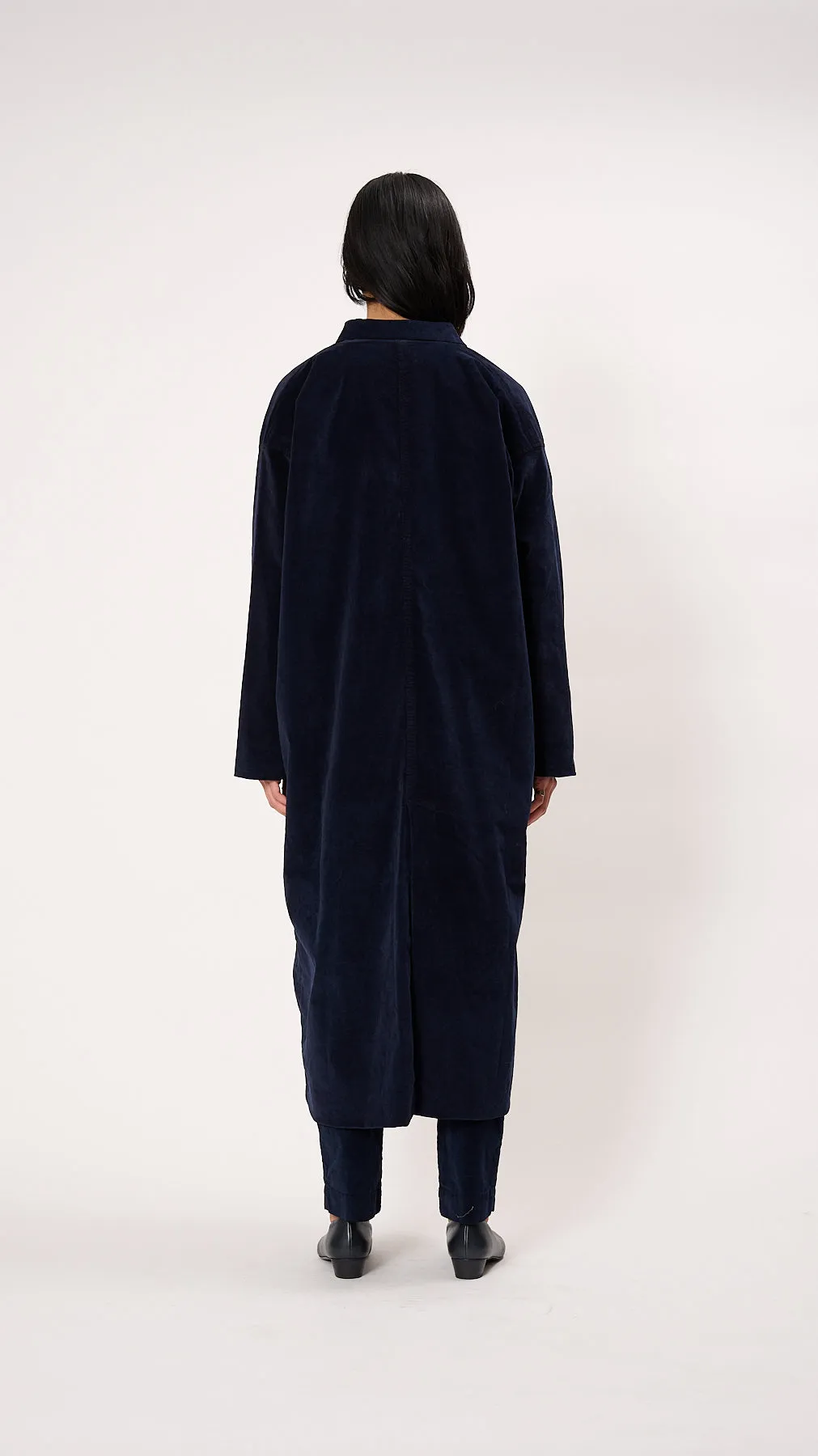 Velvet Long Coat in Ink