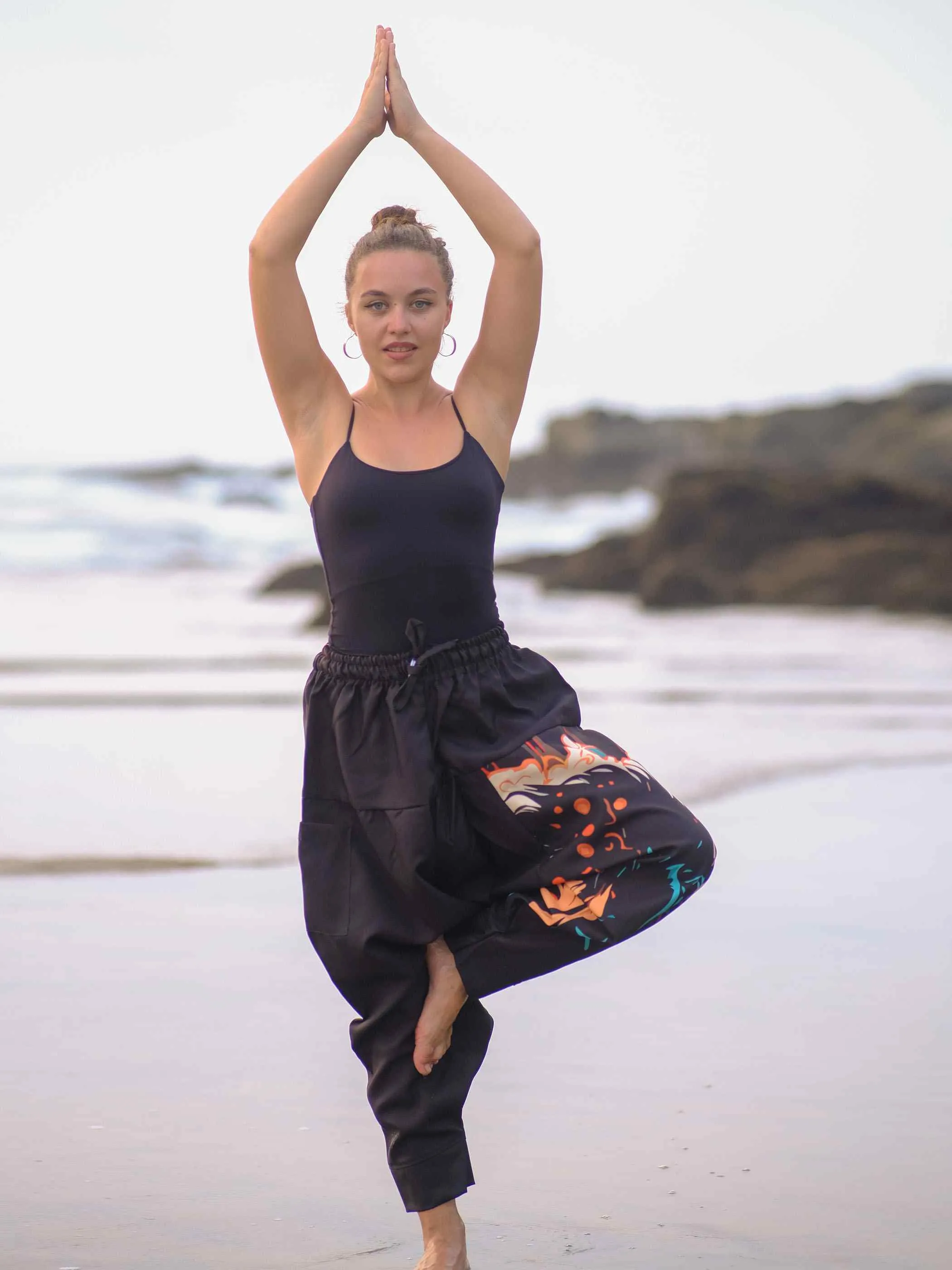 Women's Nomad Elegance Hippy Black Harem Pants Aladdin Balloon Pyjamas For Travel