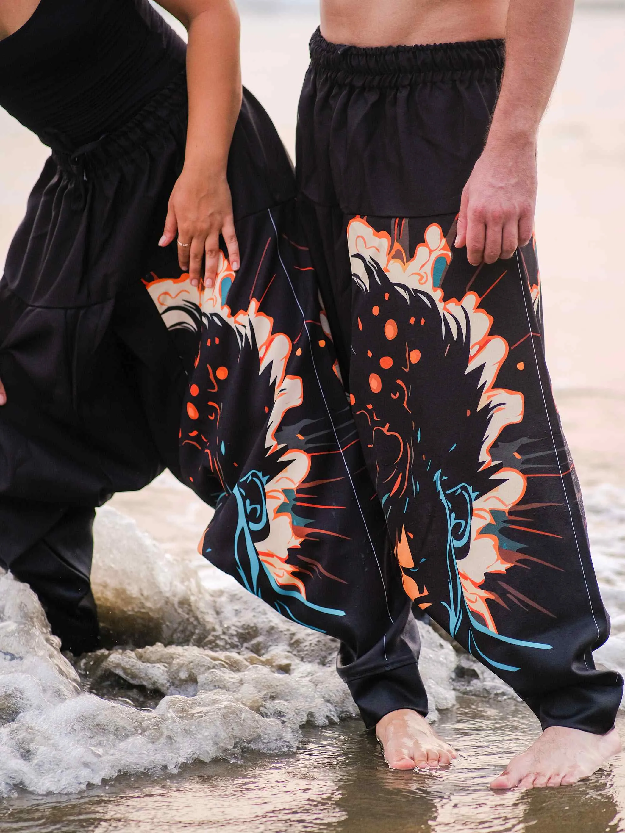 Women's Nomad Elegance Hippy Black Harem Pants Aladdin Balloon Pyjamas For Travel