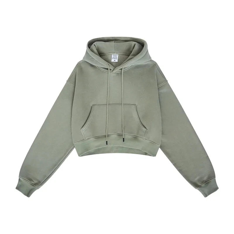 Women's Super-Short Fleece Cropped Hoodie
