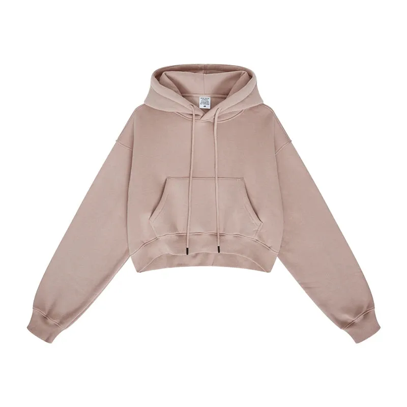 Women's Super-Short Fleece Cropped Hoodie