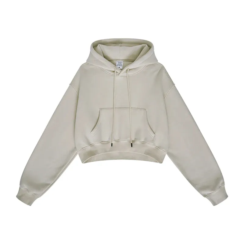 Women's Super-Short Fleece Cropped Hoodie