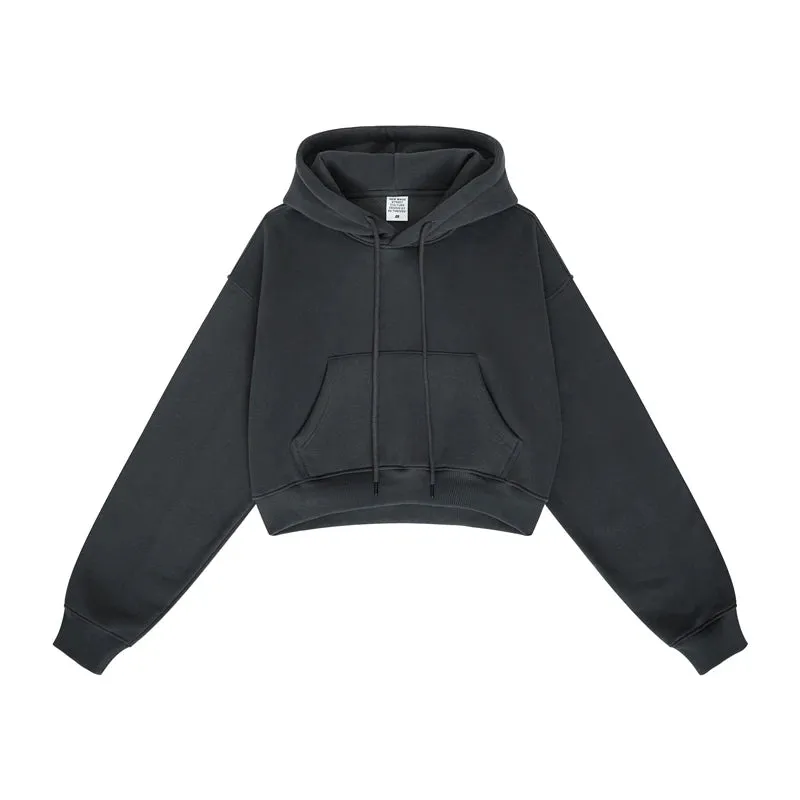 Women's Super-Short Fleece Cropped Hoodie